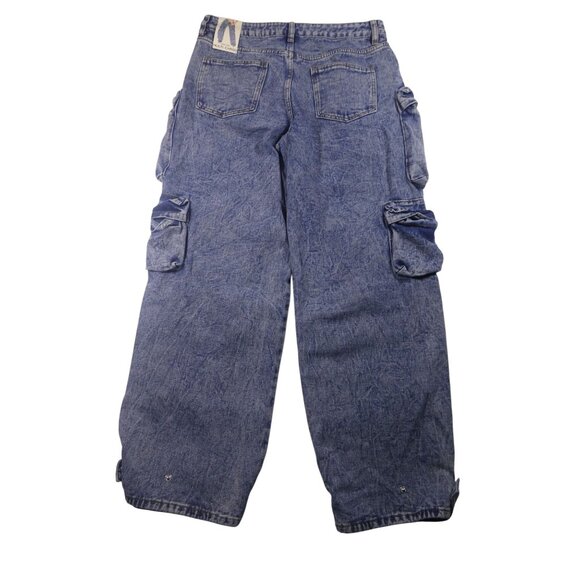 Rise High Rise Wide Multi Cargo Blue Jeans‎ Women's Size 9 - Picture 2 of 8